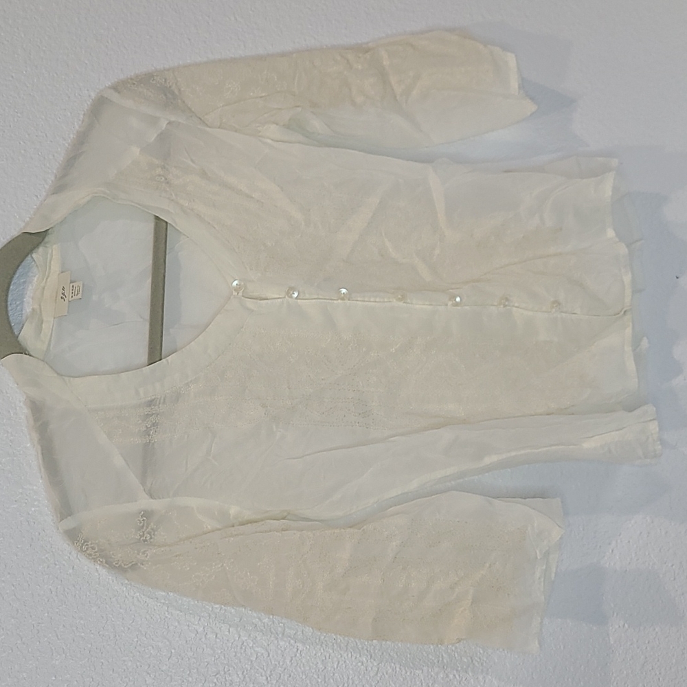 J. Jill cream Embroidered tunic shirt XXS
